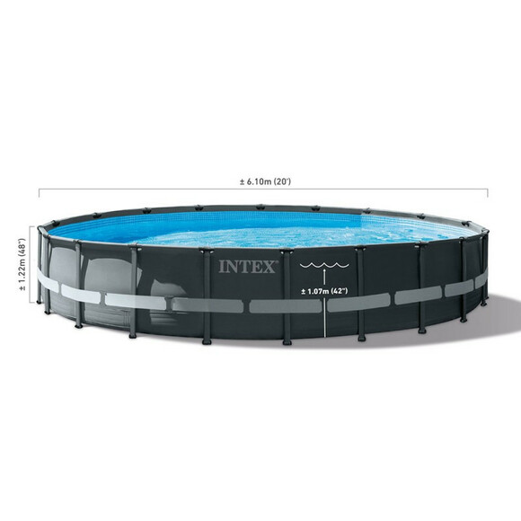 Каркасний басейн Intex, 610х122 см (фільтр-насос 6000 л/год, сходи, тент, підстилка) (26334) фото 9