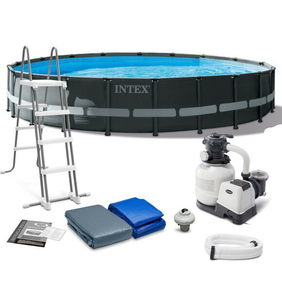 Каркасний басейн Intex, 610х122 см (фільтр-насос 6000 л/год, сходи, тент, підстилка) (26334) фото 2