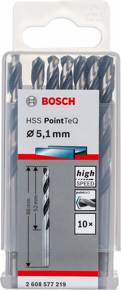 Сверло по металлу Bosch PointTeQ HSS 5.1х86 мм, 10 шт. (2608577219) изображение 2