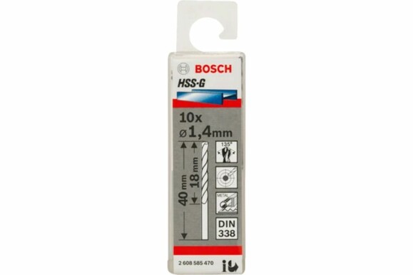 Свердло по металу Bosch HSS-G 1.4х40 мм, 10 шт. (2608585470) фото 2