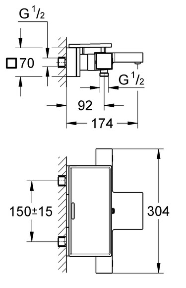 Смеситель термостатический для ванны Grohe Grohtherm Cube, DN 15, хром (51806) (34497000) изображение 3