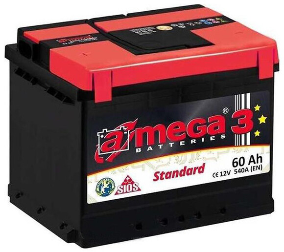 Автомобільний акумулятор A-Mega BATTERIES STANDARD 6СТ-60-АЗ, 12В, 60 Аг (M3-60-MP)
