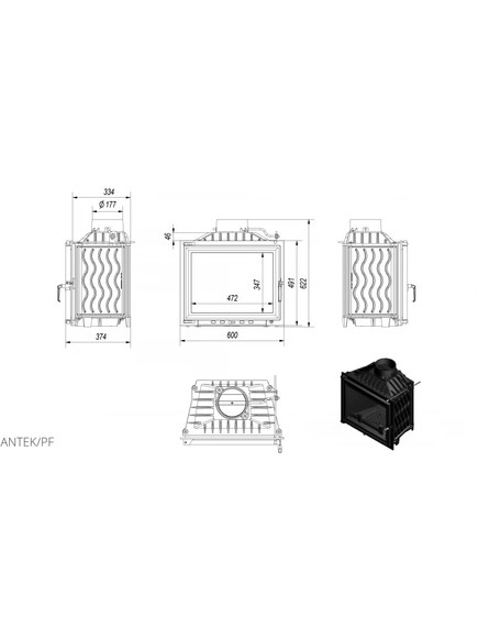 Каминная топка Kratki ANTEK 10 (ANTEK/PF) изображение 3