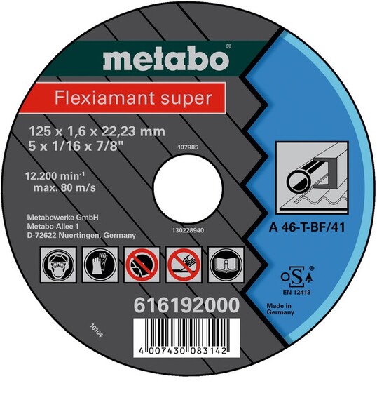 Диск відрізний Metabo Flexiamant super 125x1,6x22,2 мм A46-T (616192000)