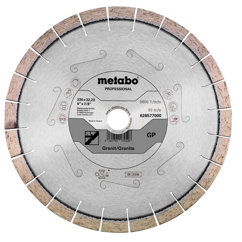 

Алмазный отрезной круг 230x22,23mm, "GP", Granite "professional" Metabo 628577000