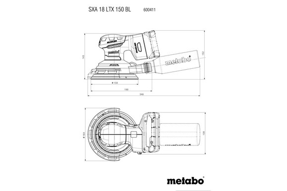Аккумуляторная эксцентриковая шлифмашина Metabo SXA18LTX150BL (600411840) без АКБ и ЗУ изображение 6