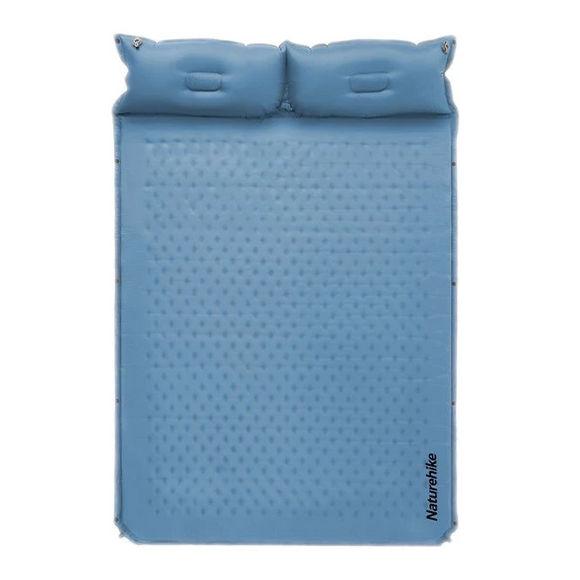 Килимок самонадувний двомісний з подушкою Naturehike CNH22DZ01, 30 мм, блакитний фото 2