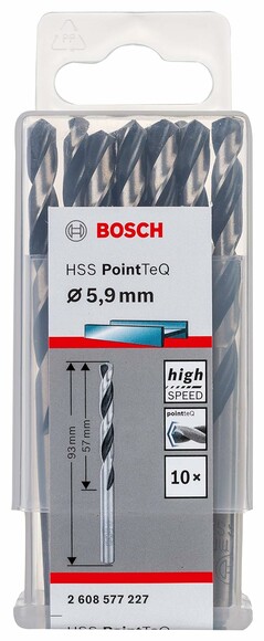 Сверло по металлу Bosch PointTeQ HSS 5.9х93 мм, 10 шт. (2608577227) изображение 2