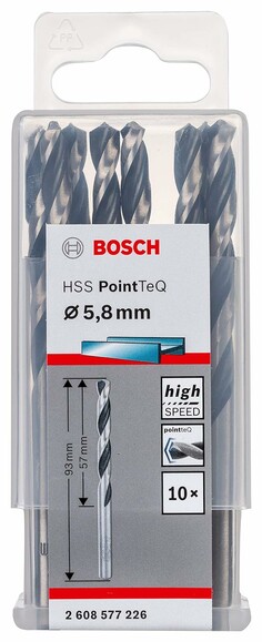 Сверло по металлу Bosch PointTeQ HSS 5.8х93 мм, 10 шт. (2608577226) изображение 2