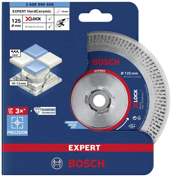 Алмазний диск Bosch X-LOCK Hard Ceramic 125x22.23x1.6x10 мм (2608900658) фото 2