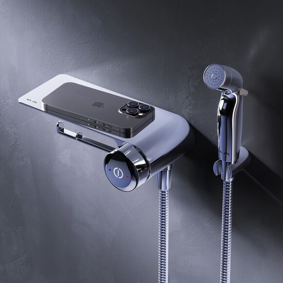 Змішувач AM.PM X-Joy TouchReel з гігієнічним душем та полицею (F0H85A800) фото 5