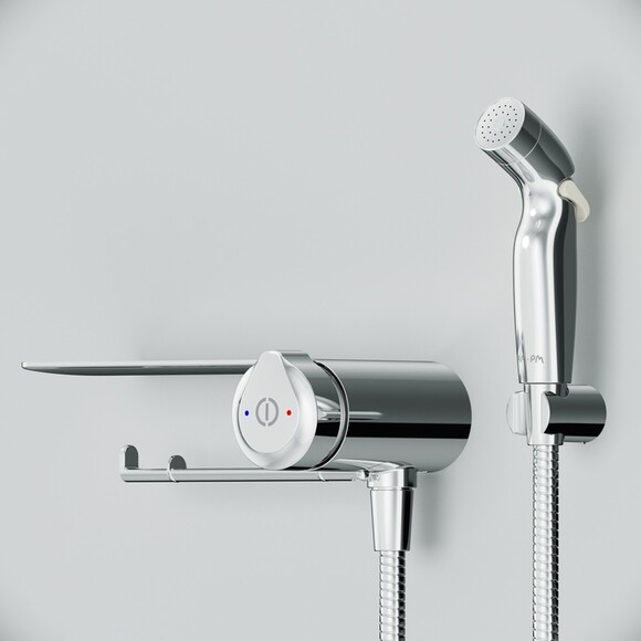 Змішувач AM.PM X-Joy TouchReel з гігієнічним душем та полицею (F0H85A800) фото 2