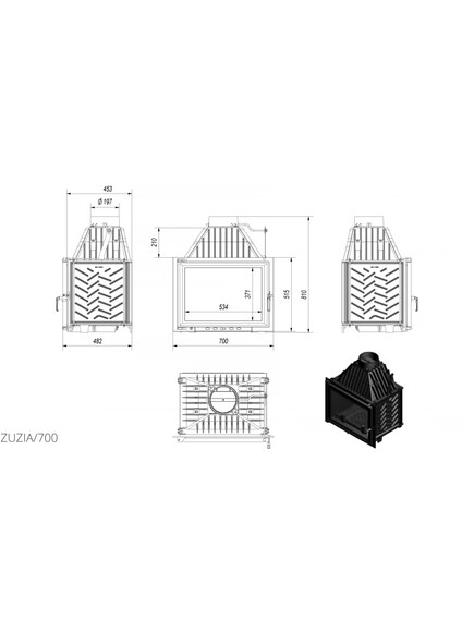 Каминная топка Kratki ZUZIA 16 700 (ZUZIA/700) изображение 2