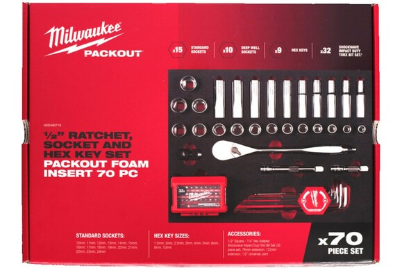 Набір інструментів Milwaukee Packout 1/2", 70 шт. (4932480716) фото 2