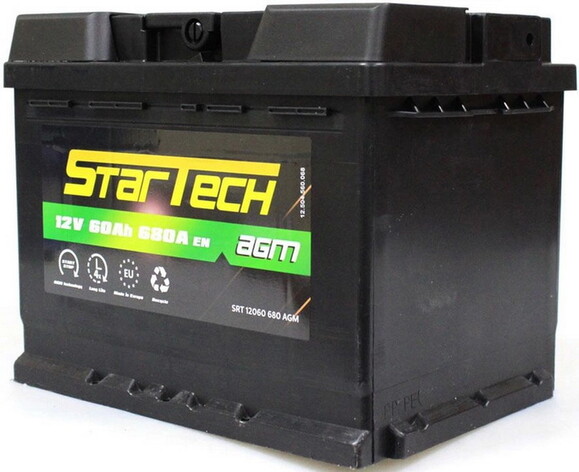 Автомобільний акумулятор STARTECH SRT 12060 680 AGM, 12 В 60 Аг фото 2