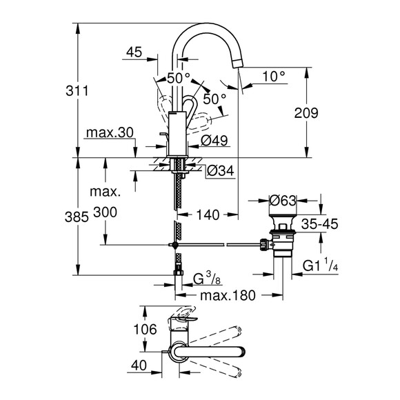 Змішувач для раковини Grohe BauLoop L-Size (23763000) (CV031160) фото 3