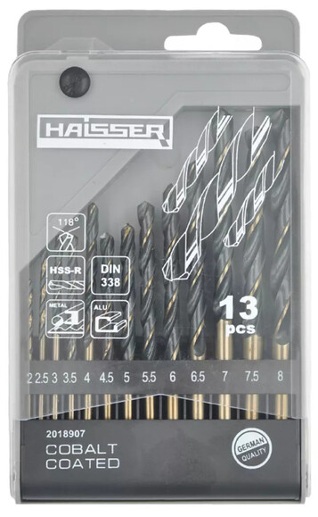 Набір свердел по металу Haisser HSS-R, 13 шт. (129892)