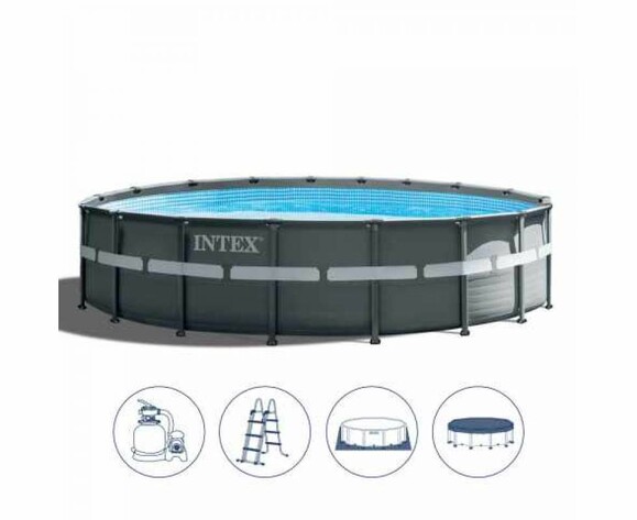 Каркасный бассейн Intex, 488х122 см (фильтр-насос 4000 л/час, лестница, подстилка, тент) (26326) изображение 2