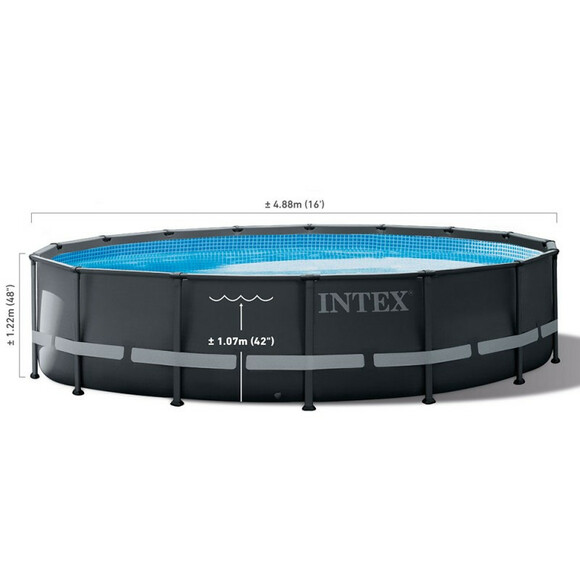 Каркасный бассейн Intex, 488х122 см (фильтр-насос 4000 л/час, лестница, подстилка, тент) (26326) изображение 7