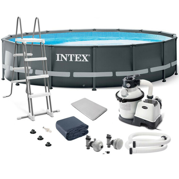 Каркасный бассейн Intex, 488х122 см (фильтр-насос 4000 л/час, лестница, подстилка, тент) (26326) изображение 4