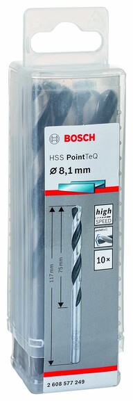 Свердло по металу Bosch PointTeQ HSS 8.1х117 мм, 10 шт. (2608577249) фото 2