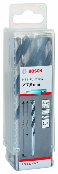 Сверло по металлу Bosch PointTeQ HSS 7.9х117 мм, 10 шт. (2608577247) изображение 2