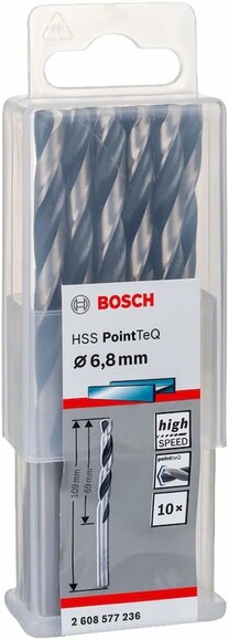 Сверло по металлу Bosch PointTeQ HSS 6.8х109 мм, 10 шт. (2608577236) изображение 2