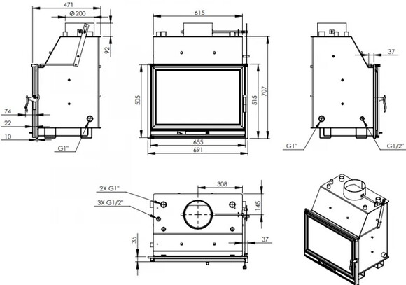 Каминная топка Nordflam LB 800 PW изображение 4