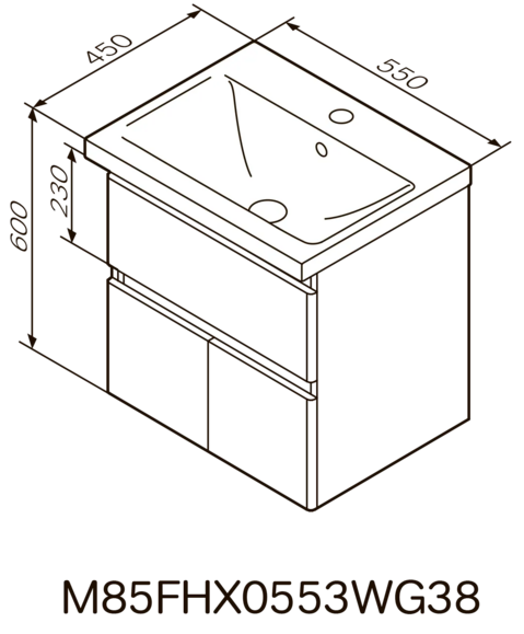 Тумба с раковиной подвесная AM.PM X-Joy, 55 см, M85-FHX0553-WC0553WG38 изображение 4