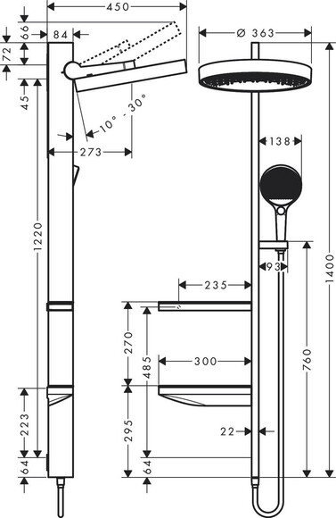 Душевая система HANSGROHE Rainfinity Showerpipe 360 1jet (26842000) изображение 2