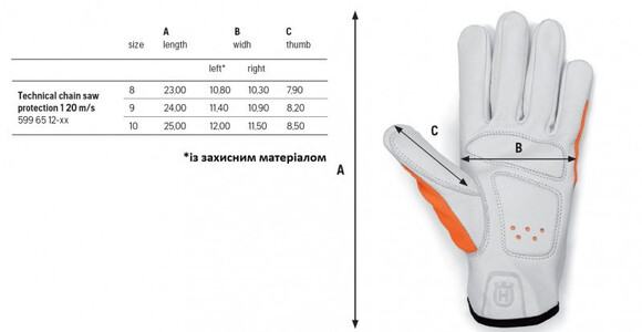 Рукавички із захистом Husqvarna Technical Class 1 (20 м/с) 10/XL (5996512-10) фото 5
