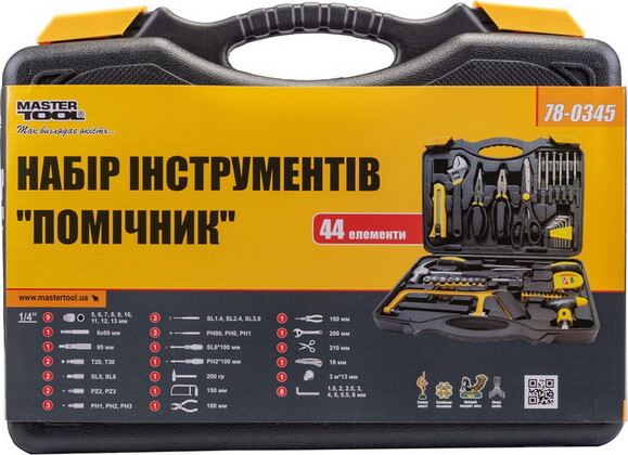 Набор инструмента MASTERTOOL Помощник, 44 элемента (78-0345) изображение 2