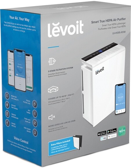 Очиститель воздуха Levoit Smart Air Purifier LV-H131S-RXW + Extra filter (white) (HEAPAPLVSEU0031) изображение 10