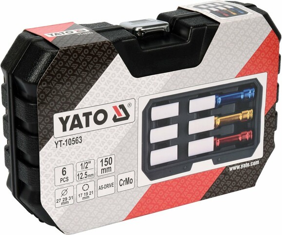 Головки торцевые ударные 6-гр. Yato для алюминиевых дисков 17х19х21х150 мм, 6 шт (YT-10563) изображение 4