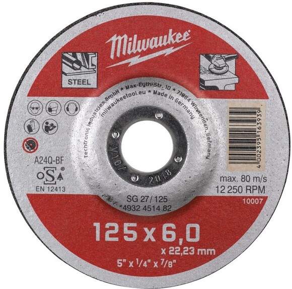 Диск шліфувальний по металу Milwaukee SCS 41 / 125х6 "125 мм (4932451482)