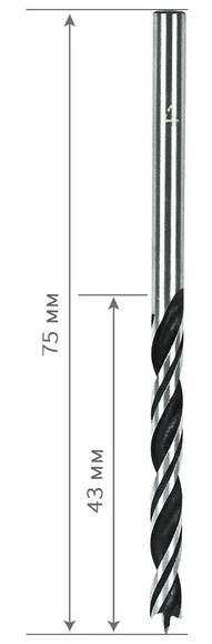 Сверло по дереву S&R 4х75 мм (216820040) изображение 3
