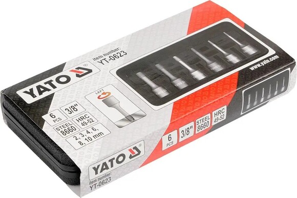 Набір екстракторів 2-10 мм, 6 шт. Yato (YT-0623) фото 2