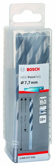 Сверло по металлу Bosch PointTeQ HSS 7.7х117 мм, 10 шт. (2608577245) изображение 2