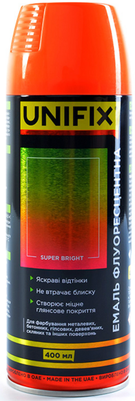 Емаль акрилова флуоресцентна UNIFIX помаранчевий, 400 мл (951060)
