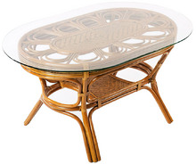 Обеденный стол CRUZO Аскания со стеклом, натуральный ротанг (st0014)