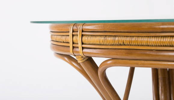 Обеденный стол CRUZO Аскания со стеклом, натуральный ротанг (st0014) изображение 2