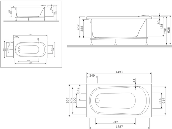 Фронтальна панель для ванної AM.PM Spirit, 150х70 см (W72A-150-070W-P2) фото 2
