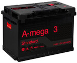 Автомобильный аккумулятор A-Mega STANDART 6СТ-74-АЗ, 12В, 74 Ач (M3-74-MP)