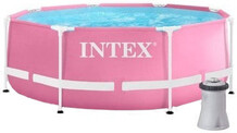 Круглый каркасный бассейн INTEX, 244х76 см, с картриджным фильтром 1250 л/ч, розовый (28292)