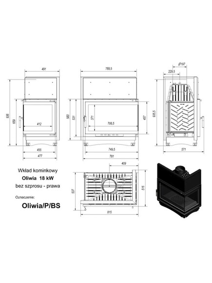 Каминная топка Kratki OLIWIA 18 (OLIWIA/P/BS) изображение 2