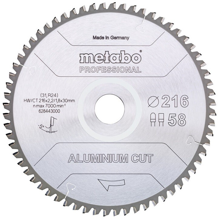 

Пильный диск Metabo Aluminium cut HW/CT 305х2.6/2.2x30, Z84 FZ/TZ 5 град. (628448000)