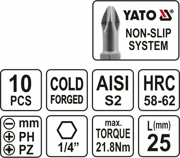 Набор насадок отверточных YATO YT-0482 изображение 3