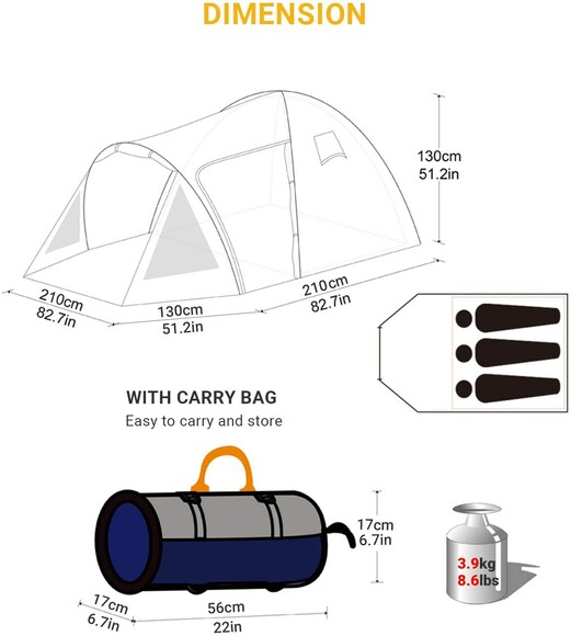 Палатка KingCamp Weekend (KT3008) Blue изображение 6