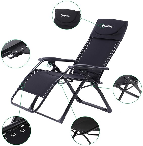 Шезлонг KingCamp Deckchair Enlarged Style Black (KC3903 black) фото 3