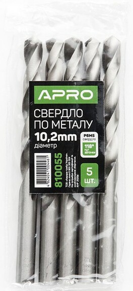 Сверло по металлу APRO P6M5 10.2 мм (810055) изображение 3